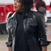 9 1 1 S08 Athena Grant Black Leather Jacket front