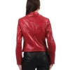 Aaliyah Biker Style Real Leather Red Jacket Back