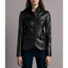 Abby Multiple Pockets Black Leather Blazer