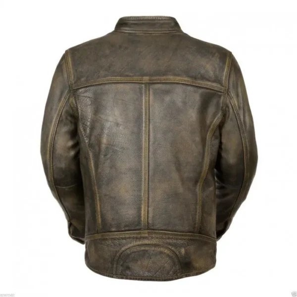 Abriel Distressed Leather Jacket Back