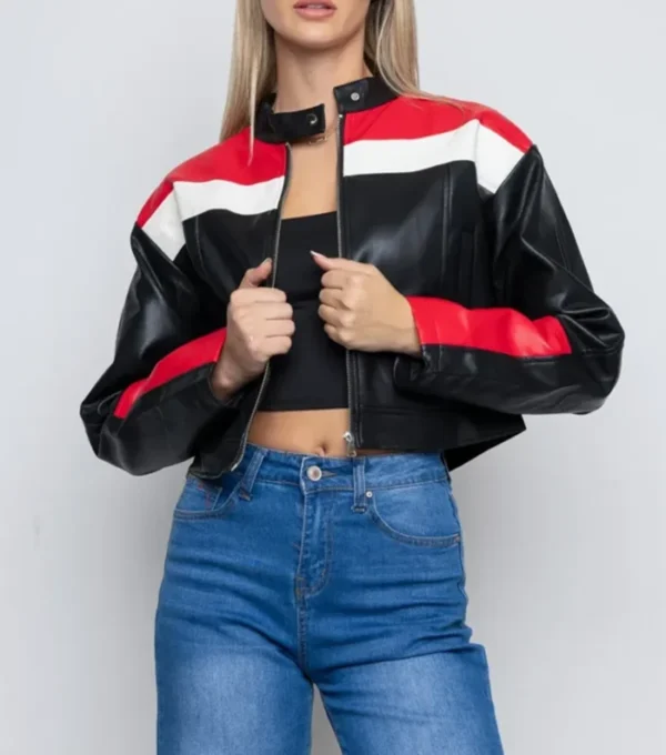 Addalyn Women Cropped Cafe Racer Durable Leather Jacket