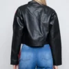 Addalyn Women Cropped Cafe Racer Durable Leather Jacket Back