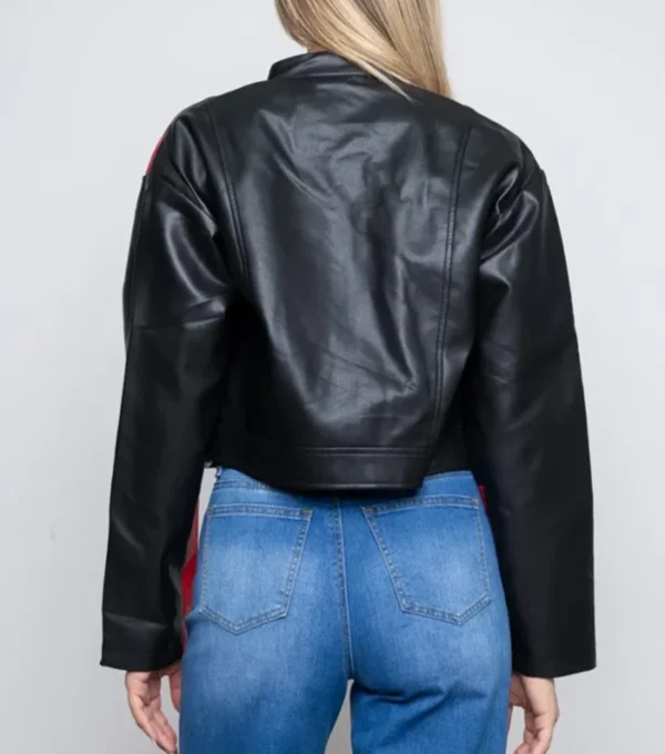 Addalyn Women Cropped Cafe Racer Durable Leather Jacket Back