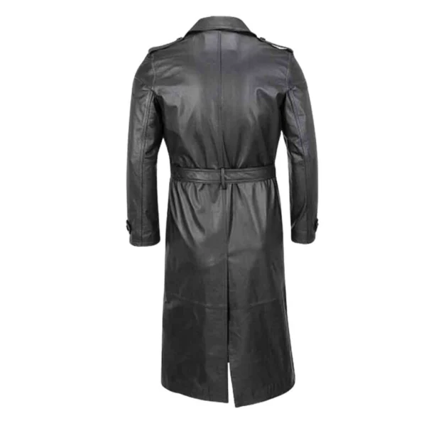 Adin Timeless Western Leather Duster Coat Back