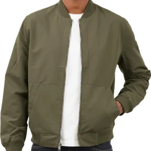 Aerin Cotton Plain Green Bomber Jacket