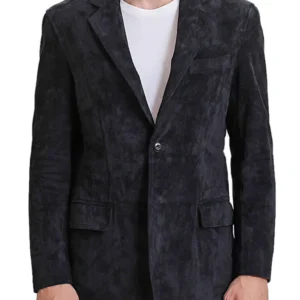 Aidan black suede blazer jacket