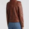 Ainsley Brown Stylish Biker Real Leather Jacket Back