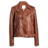 Ainsley Brown Stylish Biker Real Leather Jacket Front