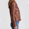 Ainsley Brown Stylish Biker Real Leather Jacket Side View