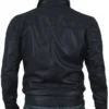 Aiyana Navy Leather Bomber Jacket Back