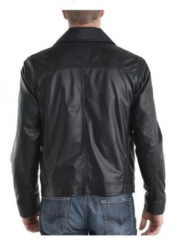 Aj Black Aviator Leather Jacket Back