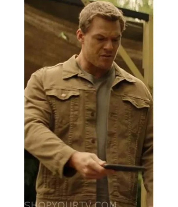 Alan Ritchson Reacher Brown Trucker Jacket Front