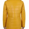 Alexandra womens yellow shearling lambskin leather overcoat Back