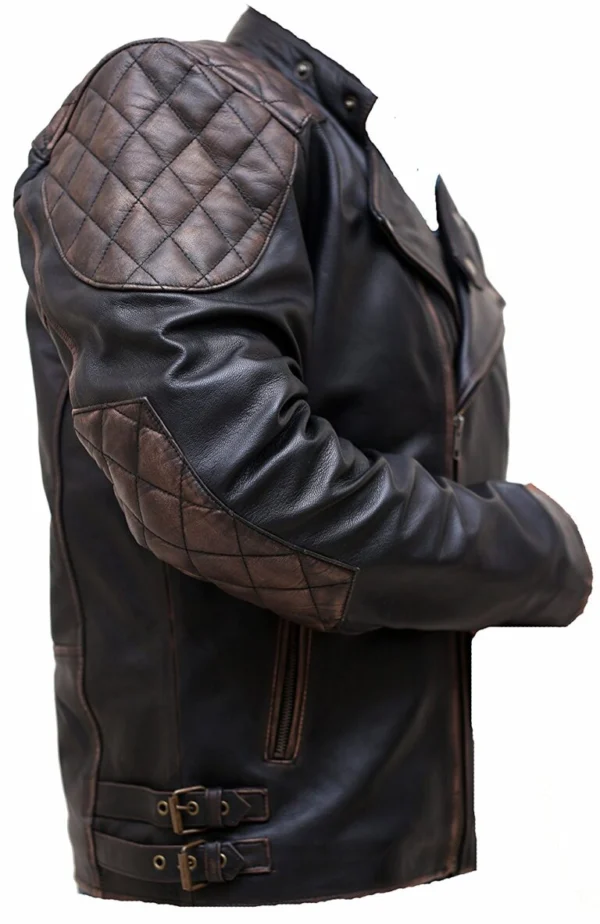 Aliyah Distressed Black Double Rider Leather Jacket Side View