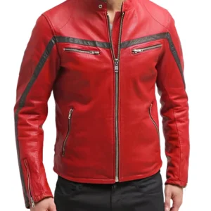 Allison Cherry Red Cafe Racer Jacket