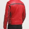 Allison Cherry Red Cafe Racer Jacket Back
