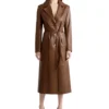 Alyson Warm Toned Brown Leather Trench Classic Coat