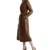 Alyson Warm Toned Brown Leather Trench Classic Coat Side View