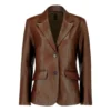 Amarely Clean Cut Brown Leather Blazer