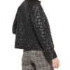 Amya Padded Style Quilted Leather Black Jacket Back