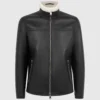 Andrea stand collar shearling leather coat