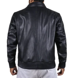 Andrew Classic Black Bomber Style Jacket Back