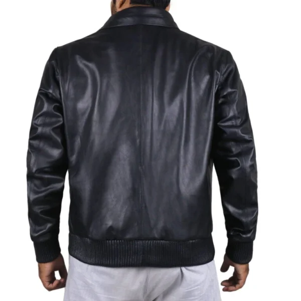 Andrew Classic Black Bomber Style Jacket Back