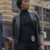 Angela Bassett 9 1 1 S04 Black Leather Blazer front