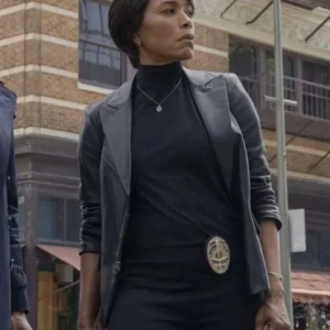 Angela Bassett 9 1 1 S04 Black Leather Blazer front