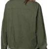 Angela Button Up Cropped Green Denim Jacket Backside Look