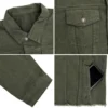 Angela Button Up Cropped Green Denim Jacket Closeup Look