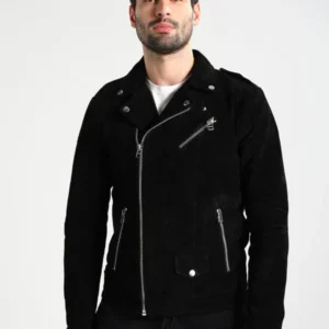 Annmarie Black Suede Motorcycle Jacket