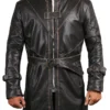 Anthony Mens Genuine Cow Leather Trench Overcoat in Brown