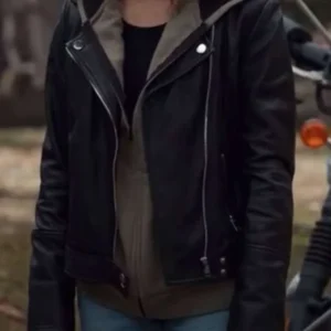 Antonia Gentry Ginny & Georgia Black Leather Jacket Front