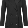Aracely Elegant Notched Collar Double Breasted Wool Coat Front