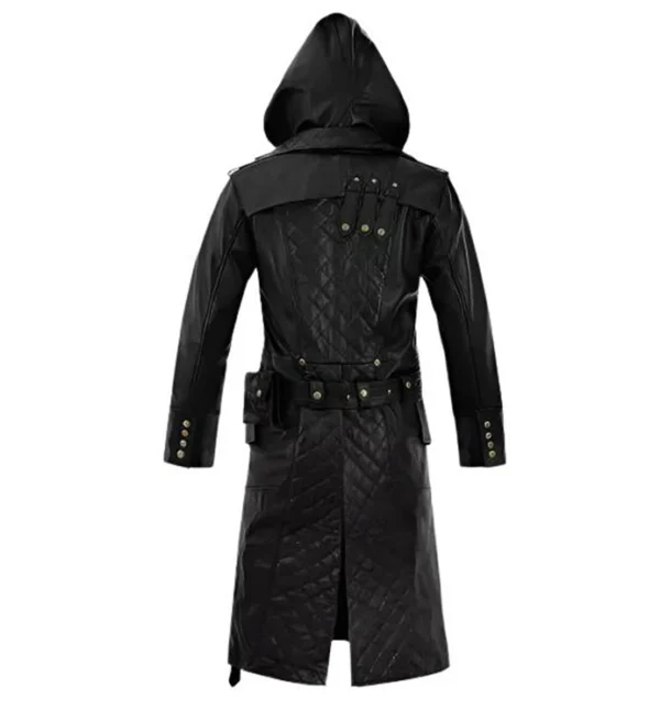 Asa Hooded Leather Duster Coat Back