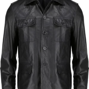 Ashley Storm Grey Safari Leather Coat