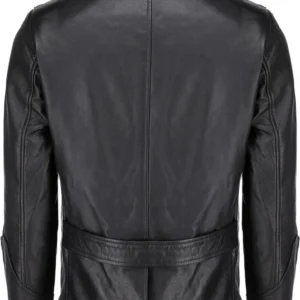 Ashley Storm Grey Safari Leather Coat Back