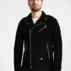 Aubrey Black Suede Double Rider Leather Jacket