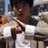 Ben Wang Karate Kid Legends Grey Cotton Jacket Closeup