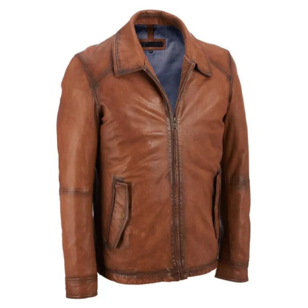 Bilal Rich Brown Leather Jacket for Men