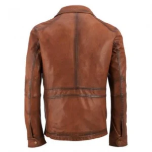Bilal Rich Brown Leather Jacket for Men Back