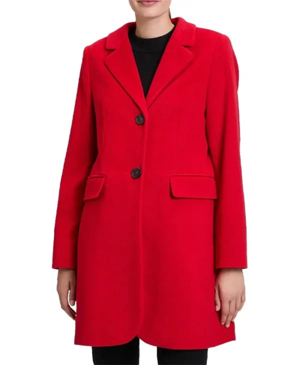 Blazie Single Breasted Alluring Red Wool Coat
