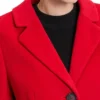Blazie Single Breasted Alluring Red Wool Coat Closeup