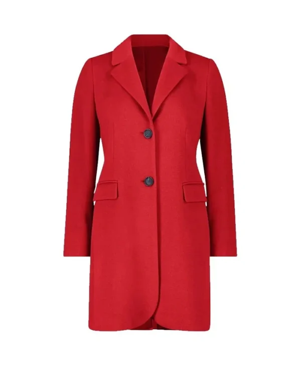 Blazie Single Breasted Alluring Red Wool Coat Front