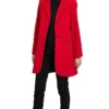 Blazie Single Breasted Alluring Red Wool Coat Open Front