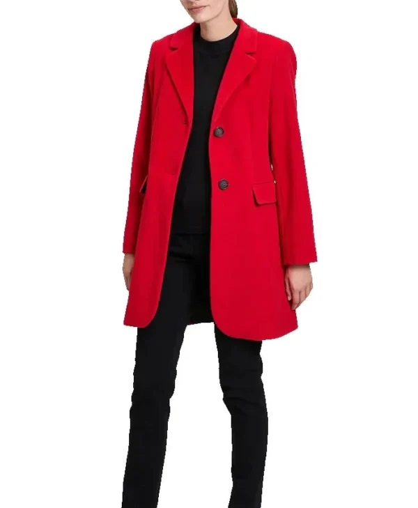 Blazie Single Breasted Alluring Red Wool Coat Open Front