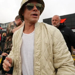 Brad Pitt F1 Beige Quilted Jacket
