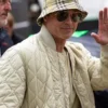 Brad Pitt F1 Beige Quilted Jacket Front