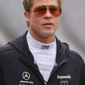 Brad Pitt F1 Movie 2025 Black Hoodie closeup